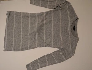 F&F Ladies Size 14 Grey Striped Long Sleeve Shirt - Picture 1 of 12
