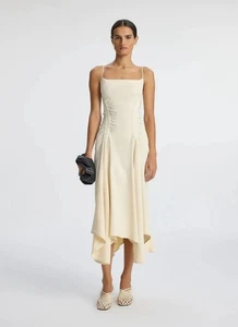 Neu ohne Etikett A.L.C.  Adj. Midikleid Spaghettiträger Silvia Stretch Leinenmischung Größe 4 - Bild 1 von 16