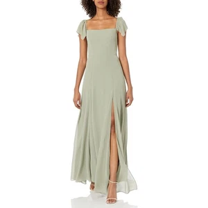 Vestido Jenny Yoo Elsie Hombro Descubierto Manga Acampanada Gasa Verde, Talla 2 - Imagen 1 de 13