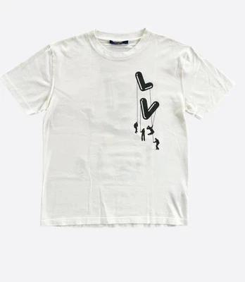 Louis Vuitton 白色漂浮男式 T 恤 XL 码 — 第 1/4 张图片