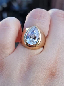 14 Karat Gelbgold Ring Zirkonia 6 Gramm Größe 5,5 - Bild 1 von 6