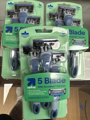 Lot Of 3 Packs Up & Up Mens 3 Blade Razors Accublade 9 Count New Fast Shp - Image 1 of 2