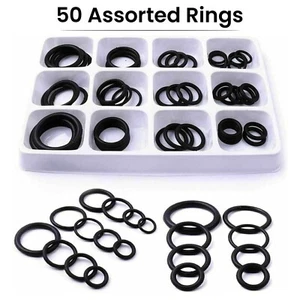 50pcs O Ring Assorted Set Black Rubber Seals Tap Sink Washers Plumbing Air Gas - Picture 1 of 10
