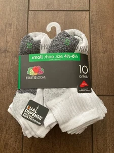 Fruit of the Loom Youth Dual Defense 10 Pairs of Socks ANKLES - WHITE (S,M,L) - Picture 1 of 6