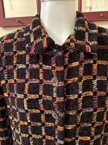 Earl Rutenberg Collection Cropped Colorful Rayon Blend Jacket Lined Large Lovely - Picture 1 of 18