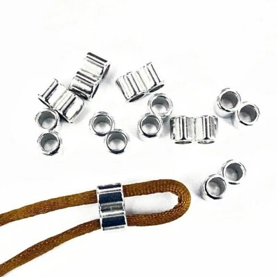 30 x Silver CCB Double Holes Slider Spacer Beads Fit 4mm Round Leather Cord CB1 - Image 1 of 2