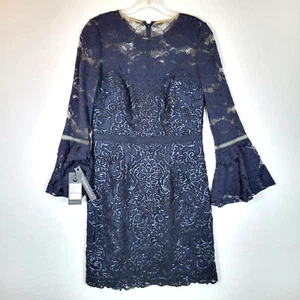 Tadashi Shoji Damen Somerset Spitzenkleid Größe 4 Blau Bestickt Pailletten Hochzeit - Bild 1 von 11