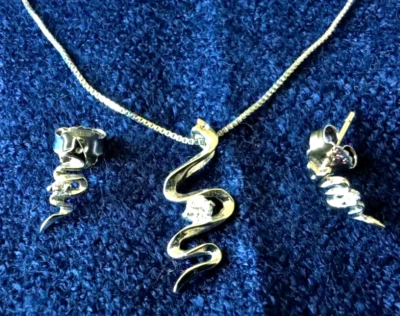 CATENINA D'ARGENTO CIONDOLO con ZIRCONE e ORECCHINI - Immagine 1 di 4