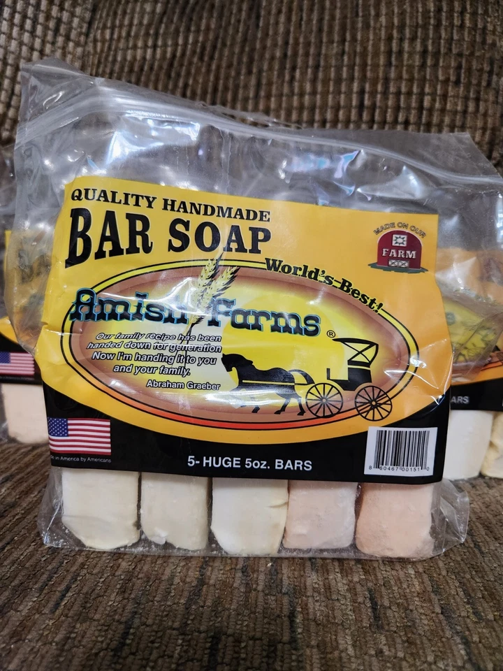 Мыло для батончиков Amish Farms 15 огромных батончиков 5 унций каждая продажа 3 упаковки цвет в руке может варьироваться - Изображение 1 из 4