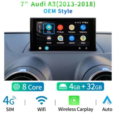 RADIO 2 DIN 7" PARA AUDI A3 ANDROID BLUETOOTH USB GPS NAVEGADOR 4/32 CARPLAY 4G - Imagen 1 de 4