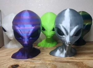 Graue Alien Büste - 3D gedruckter Sci-Fi außerirdischer Kopf, UFO Deko - Bild 1 von 19