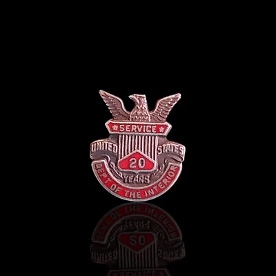 Vintage 20 Years Service Office Of The Interior LS Sterling Silver Tie Tac Lapel - Image 1 of 4