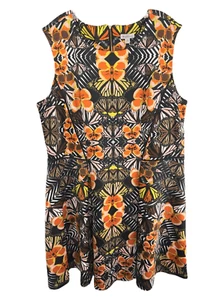 Dressbarn Plus Size 22W Dress Butterfly Moth Print Sleeveless A Line Scuba 1547 - Picture 1 of 8