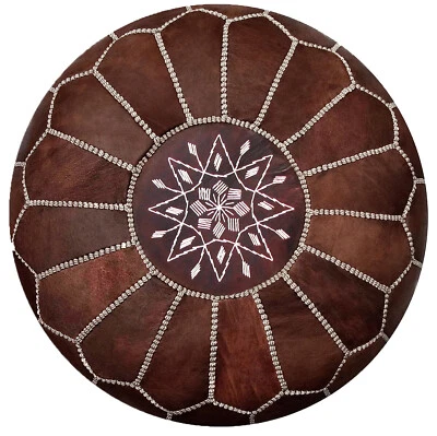 ALMADIH Leder Sitzkissen Lederkissen Sitzhocker orientalische Pouf Lederhocker - Bild 1 von 4