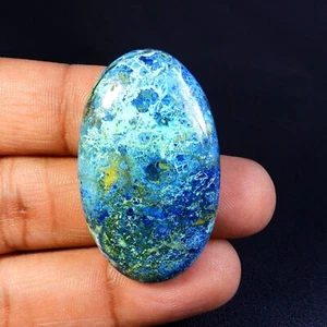 Natural Blue Azurite Cabochon Gemstone Oval Shape Loose For Jewelry 70 Cts #9694 - Picture 1 of 6