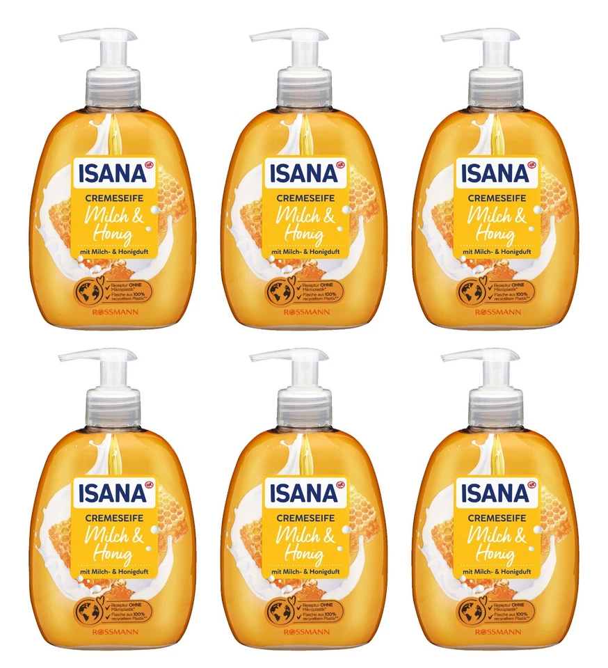 6 x 500ml | ISANA Cremeseife Milch & Honig - Bild 1 von 1