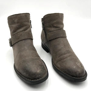 Botines Born para mujer talla 7,5 M gris cuero envejecido informales hebilla con cremallera - Imagen 1 de 10