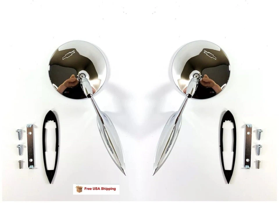 Par de espejos retrovisores redondos con pajarita lágrima para Chevelle 1963-1965 Nova 1964-1965  Foto 1 de 4