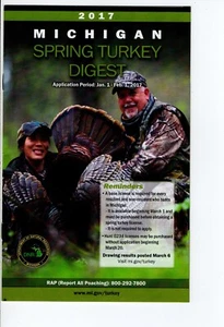 Michigan DNR Spring Wild Turkey 2017 licencia de guía de digestión - parche Michigan-ciervo - Imagen 1 de 1