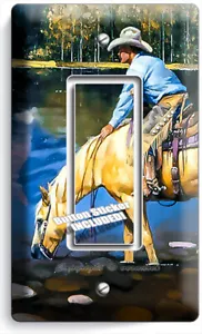 COUNTRY WESTERN COWBOY CAVALLO LAGO MONTAGNE 1 GFCI INTERRUTTORE LUCE PIASTRA PARETE DECORAZIONE - Foto 1 di 1