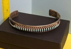TC Thomas Charley Sterling Silver Turquoise Native American Cuff Bracelet - Picture 1 of 9