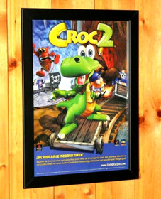 1999 Croc 2 Dreamcast PS1 PSX Game Boy Color Vintage Promo Poster Ad Art Framed