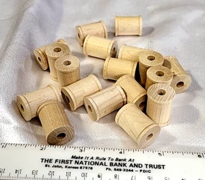 Vintage 1988 USA Made DARICE 18 Unfinished Hardwood SPOOLS 1 X 3/4" - Picture 1 of 5