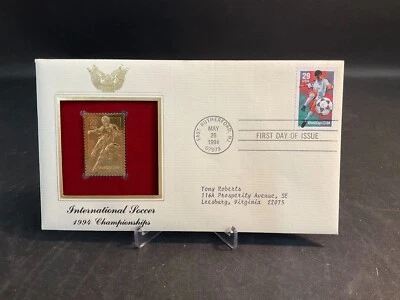 1994 PCS International Soccer 1994 Championships 29¢ FDC 22K Gold Stamp Replica - Image 1 of 3
