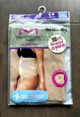 Tanga de cintura alta Maidenform Flexees suavizante ropa moldeadora fresca comodidad beige 2XL Foto 1 de 4