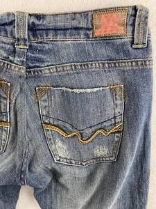 Z Cavaricci Jeans Damen 9 30x29 Bootcut Dark Wash Ripped Distressed Denim Blau - Bild 1 von 12