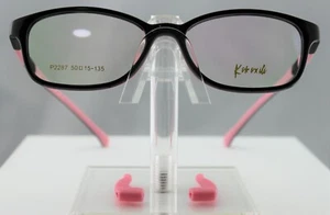 KOKOXILI P2287 C380 Kids Flexible Rubber Black/Pink Frame Clear Lens Eyeglasses - Picture 1 of 8