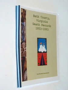Bath County Virginia VA Deaths 1853-1863 Genealogy history Warm Springs - Imagen 1 de 1