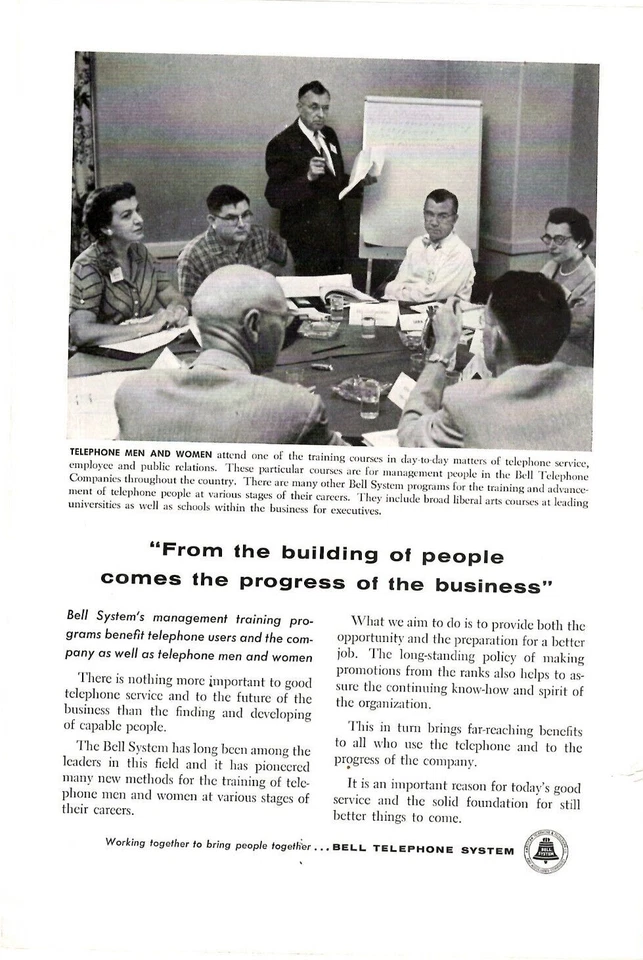 1957 Print Ad Bell Telephone System  From the building of people comes - Image 1 of 1