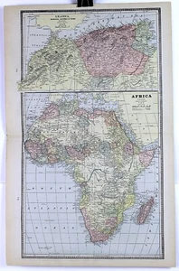 1890s Map of Africa and NW Africa Full Color Lithography 13.75 x 21.25 - Picture 1 of 4