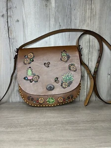 Custom Leather Purse Cactus & Flowers!!! - Picture 1 of 9