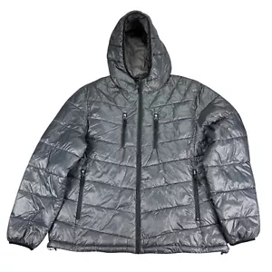 Club Room Mens Chevron Quilted Hooded Ultra Loft Puffer Jacket Charcoal Gray 2XL - Picture 1 of 6