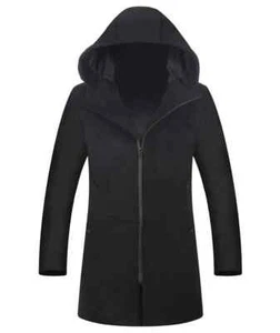 MENS The Wool Maker Hooded Black Wool Coat XS - Picture 1 of 4