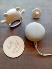 Baby Gift Set - Teething Ring, Dummy, Dummy Holder , Wooden Baby Placque 