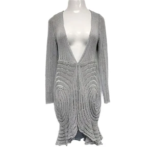 BCBGMAXAZRIA Womens Size M Gray Knit Duster Cardigan Sweater - Picture 1 of 8