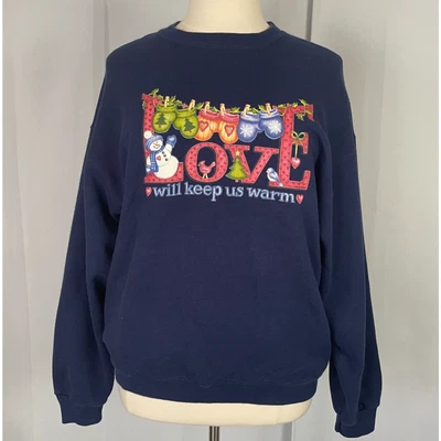 Sudadera Cuello Redondo Mujer Talla XL Azul Marino Gráfico Abuela Invierno Cottage Love Foto 1 de 4