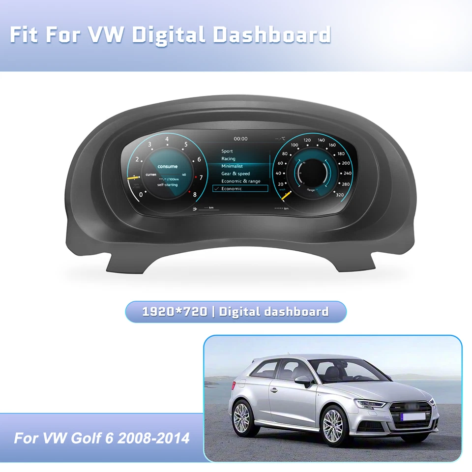 12.3IN Digital Instrument Cluster LCD Dashboard For Volkswagen Golf 6 2009-2014 Foto 1 de 4