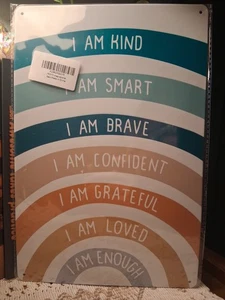 Ich bin freundlich, mutig, klug, selbstbewusst, dankbar..... 12 x 8 Zoll Blechschild aus Metall - Bild 1 von 1