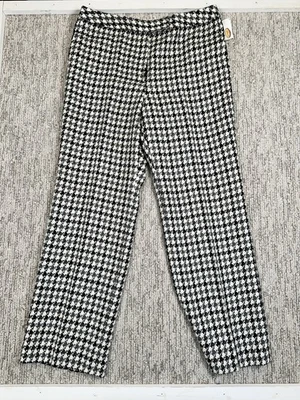 Talbots Houndstooth Trouser Pants Size 16 Wool Blend Lined Career Classic Black - Image 1 of 4