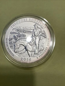 2016 Theodore Roosevelt America the Beautiful 5 Oz Silver Coin ATB Toning - Picture 1 of 3