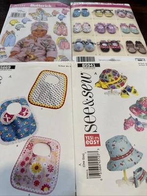 Baby Children Hats Shoes Bids Fleece Clothes Pillow Sewing Patterns LOT 4 - Image 1 of 4