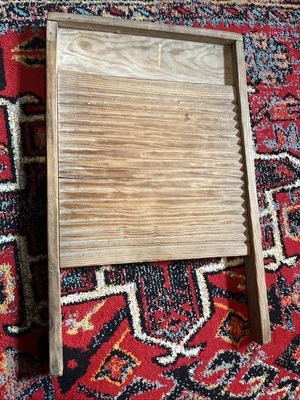 Rare Vintage Primitive Rustic All Wooden Washboard/Scrubboard 24X16” - Image 1 of 4