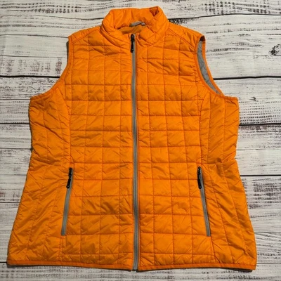 Cutter & Buck Orange Puffer Vest Golf Weathertec Full Zip Men's Size 2XL - Image 1 of 4