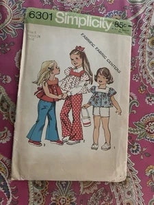 Simplicity 6301 Vintage Child Pattern sz 5 tops shorts and bell bottoms UC FF - Picture 1 of 3