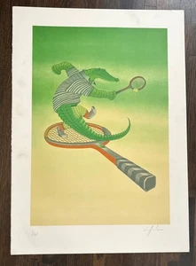 LACOSTE VINTAGE TENNIS LITHOGRAPH - JEAN-PAUL GRIFFOULIERE - SIGNED - 3/175. - Picture 1 of 2
