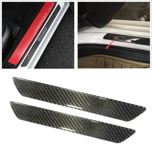 2x Accesorios protectores de pasos de panel de placa de desgaste de umbral de puerta de fibra de carbono para automóvil - Imagen 1 de 10